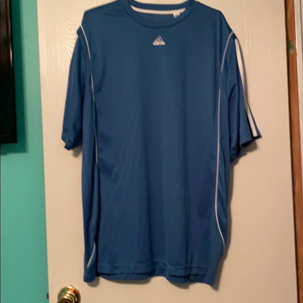 Adidas blue/white trim dry fit